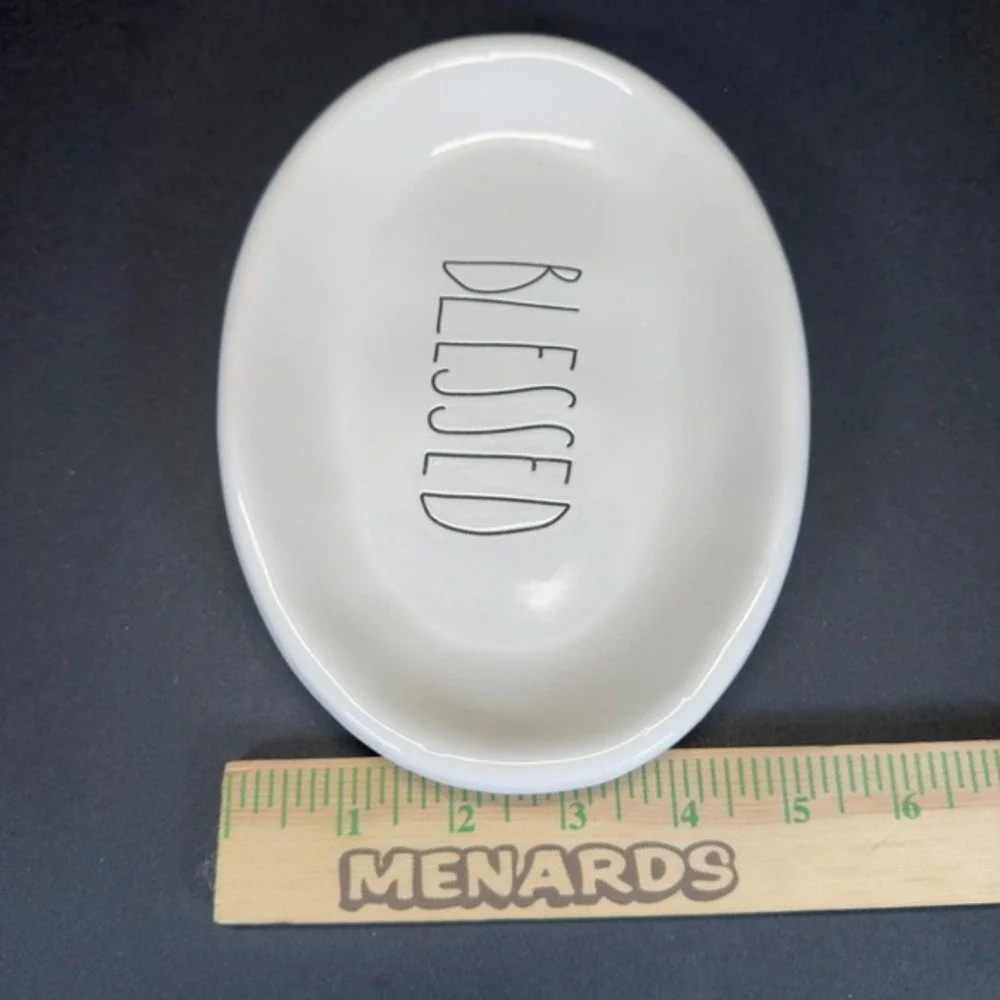 Rae Dunn BLESSED Oval‎ Plate White Ceramic Appetizer Snack Dish Farmhouse Decor